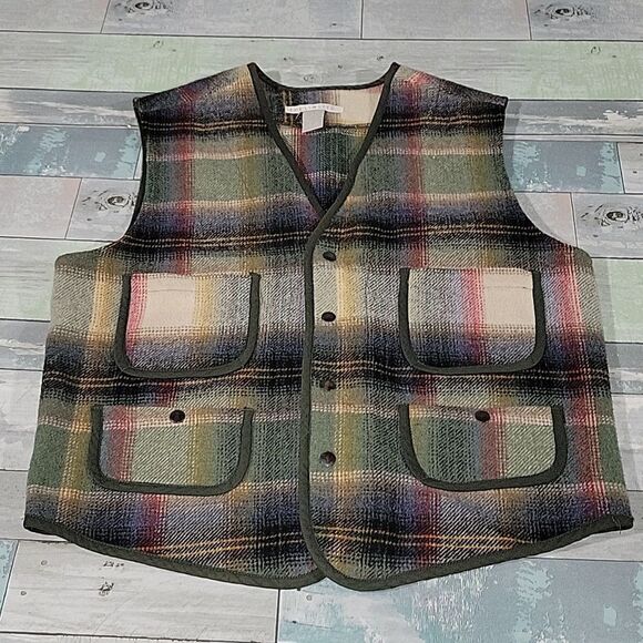 Vintage The Limited Plaid Print Wool Vest sz Medium - Picture 1 of 5